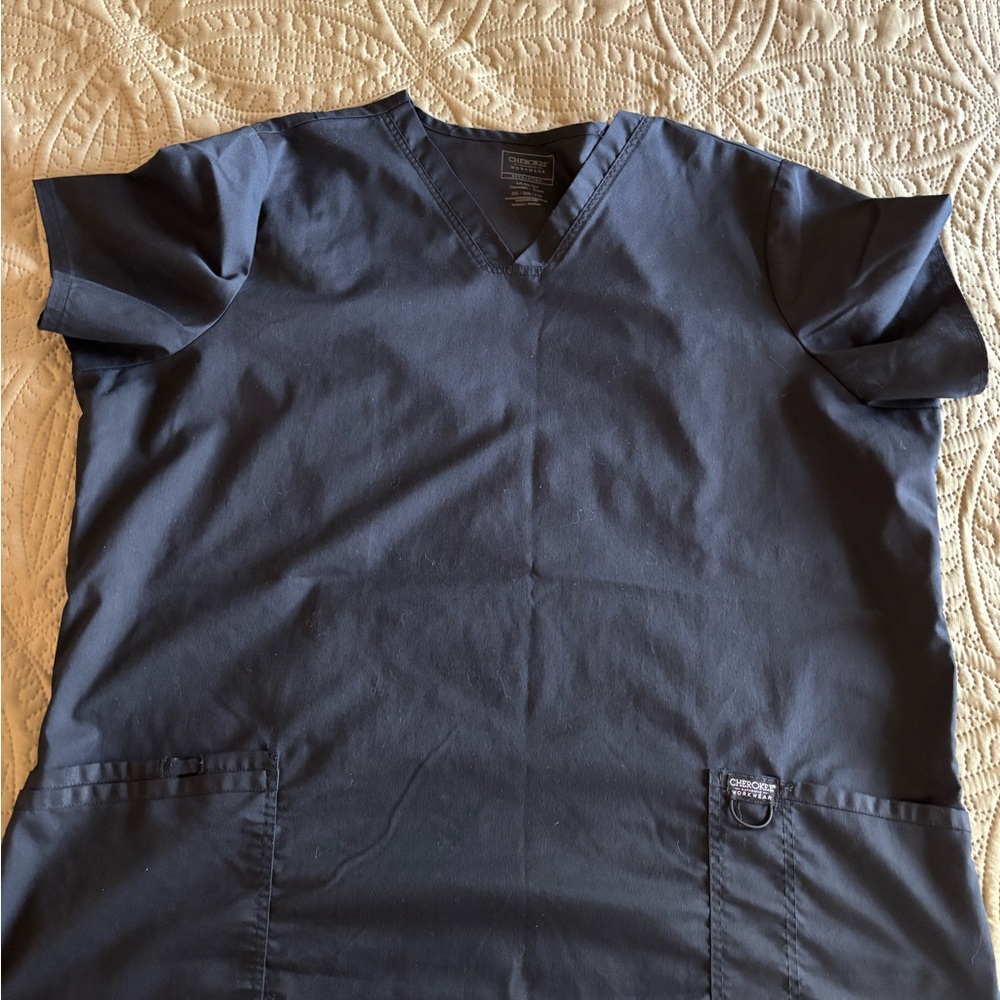 Cherokee Black V-Neck Scrub Top